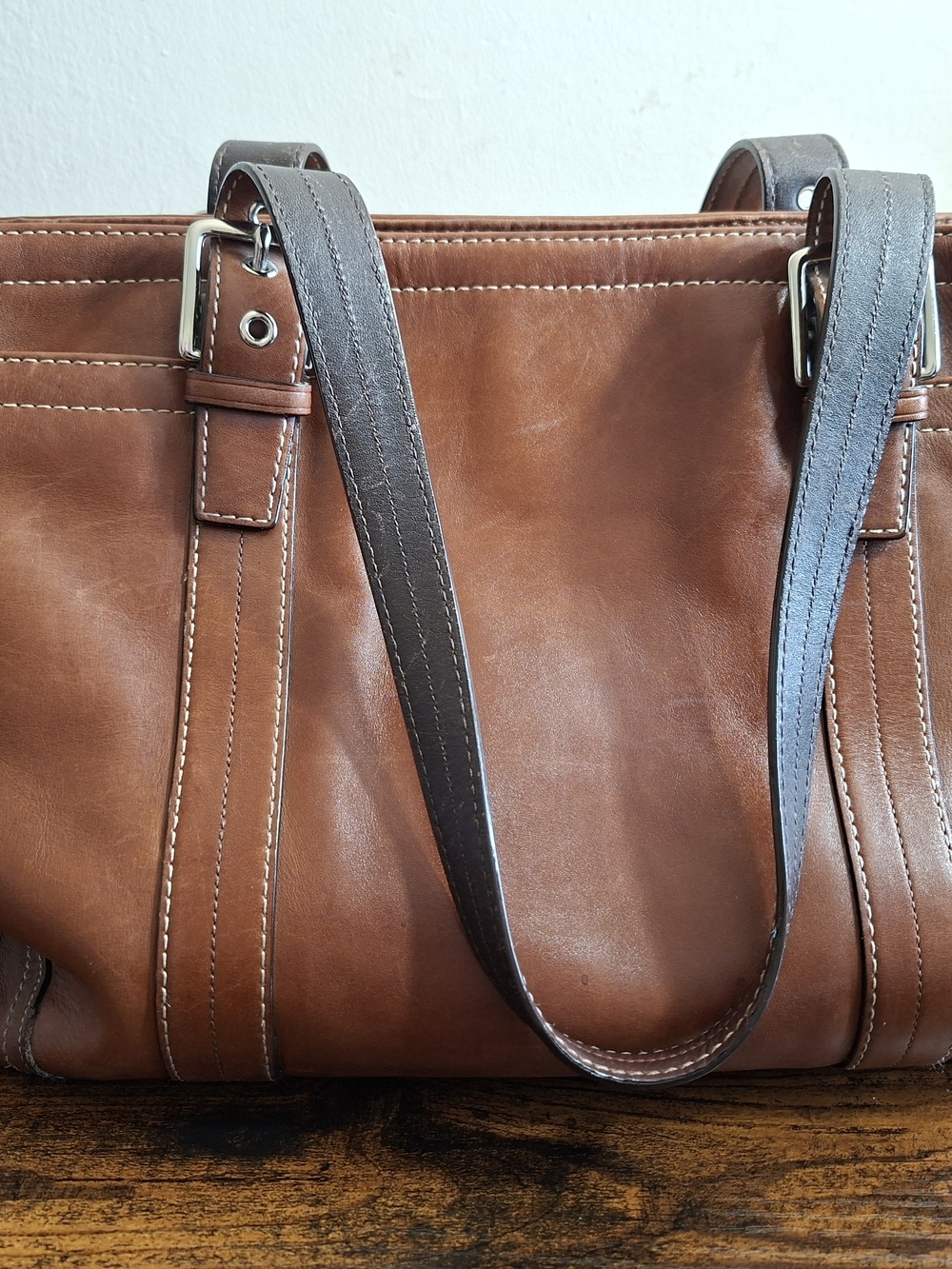 Vintage Coach Hamptons F11203 Glove-Tanned Leather Shoulder Tote Bag Brown Carry